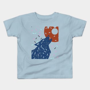 Wolf howl at donut moon Kids T-Shirt